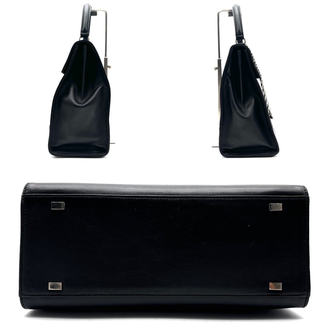 Vintage RARE Céline Black Top Handle Bag with Silver-Tone Turn-Lock - additional view 4