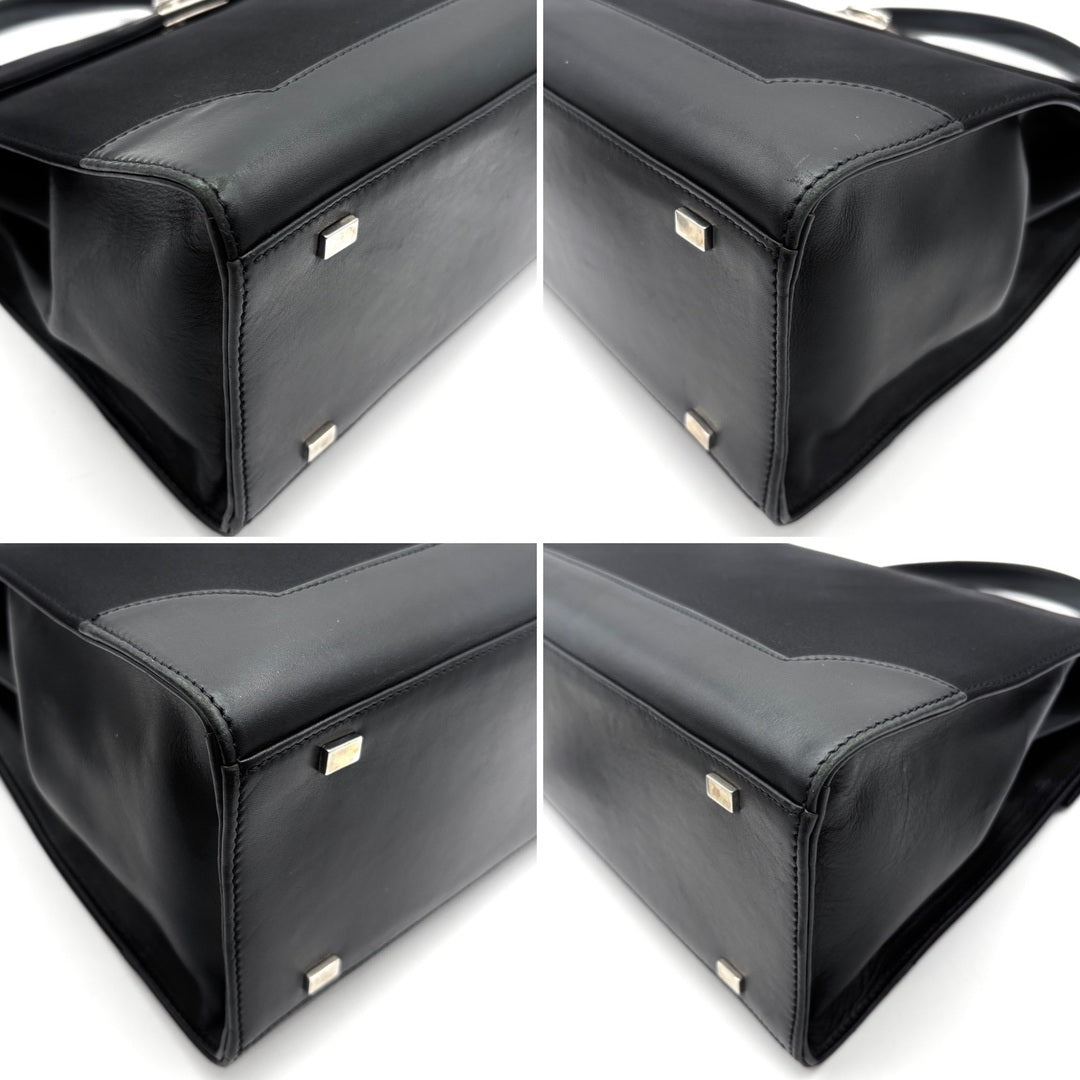 Vintage RARE Céline Black Top Handle Bag with Silver-Tone Turn-Lock - additional view 5