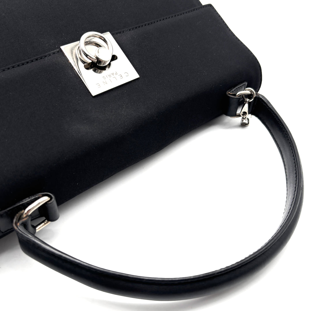 Vintage RARE Céline Black Top Handle Bag with Silver-Tone Turn-Lock - additional view 6