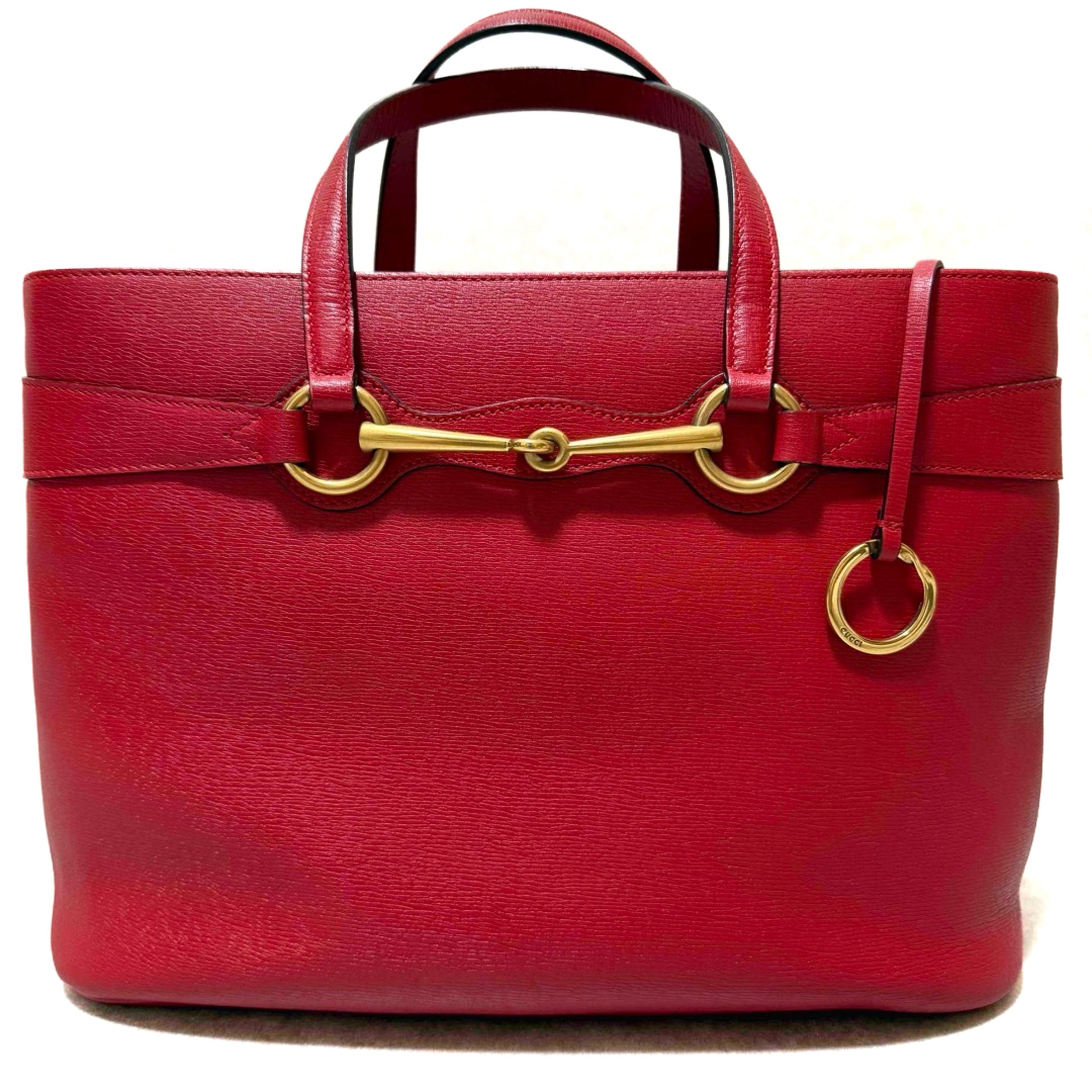 Gucci Bright Bit Red Horsebit 2-way Handbag with Strap