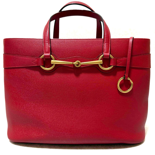 Gucci Bright Bit Red Horsebit 2-way Handbag with Strap