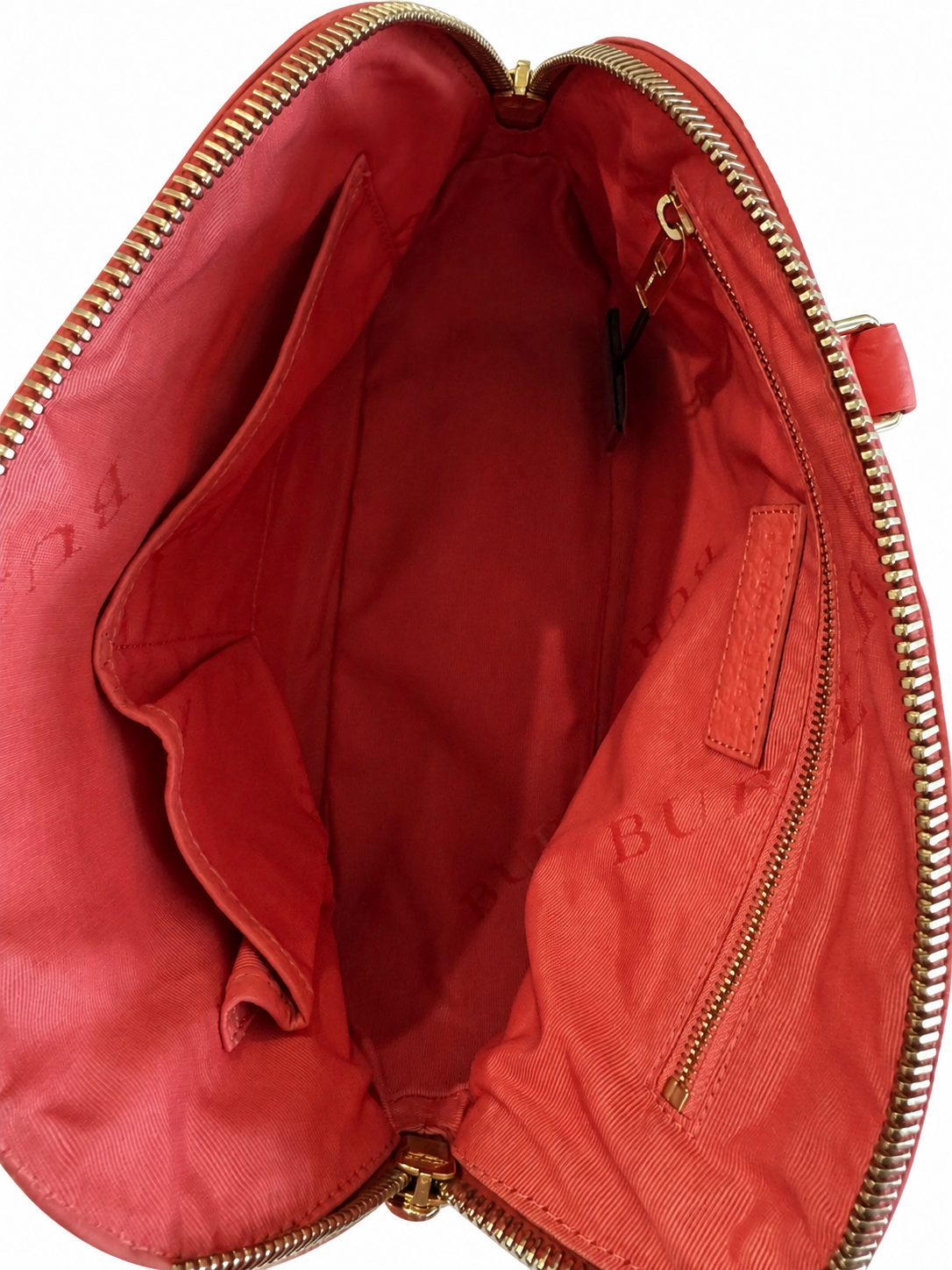 Burberry Textured Leather Convertible Bowling Satchel – Coral Pink