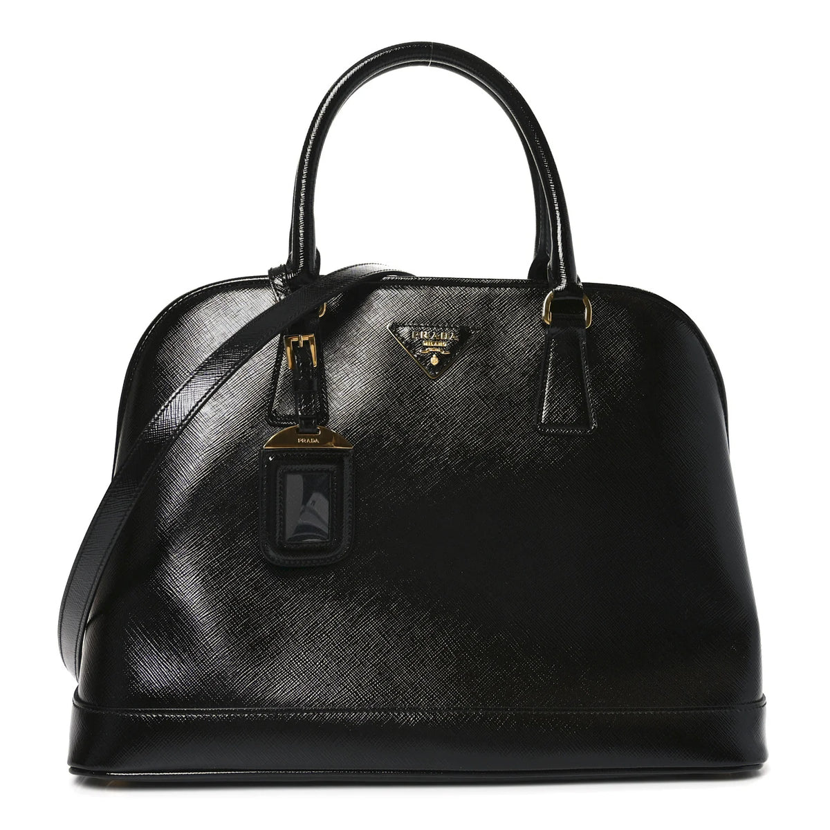 Prada Saffiano Lux Leather Promenade Vernice Dome Bag