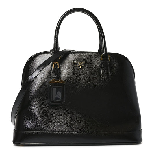 Prada Saffiano Lux Leather Promenade Vernice Dome Bag
