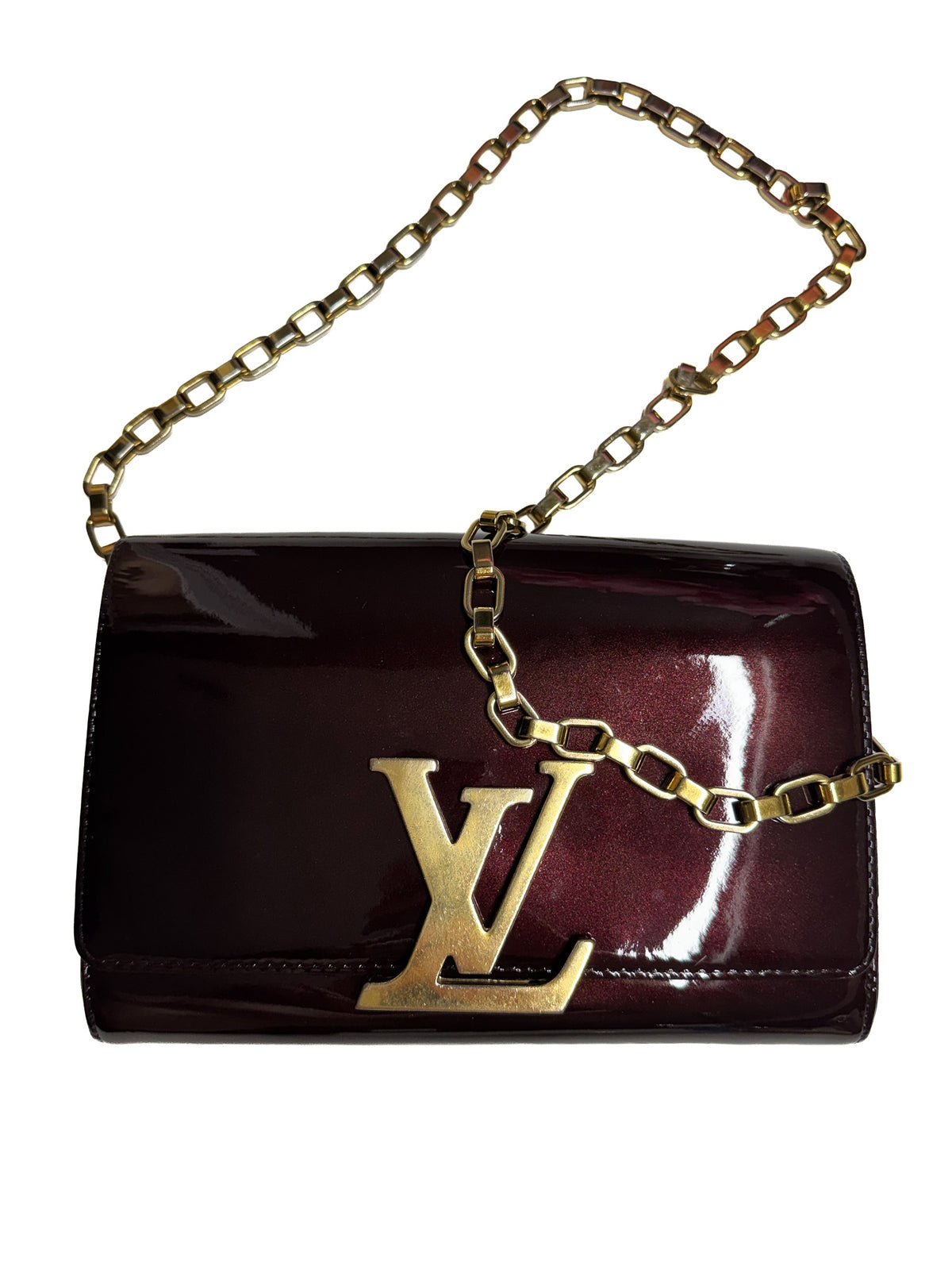 Louis Vuitton Amarante Vernis Louise Clutch Chain Bag