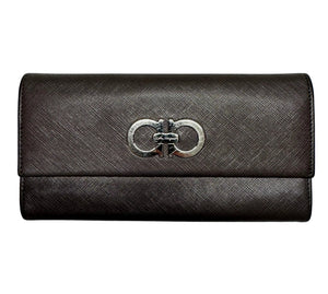 Salvatore Ferragamo Double Gancini Leather Continental Wallet