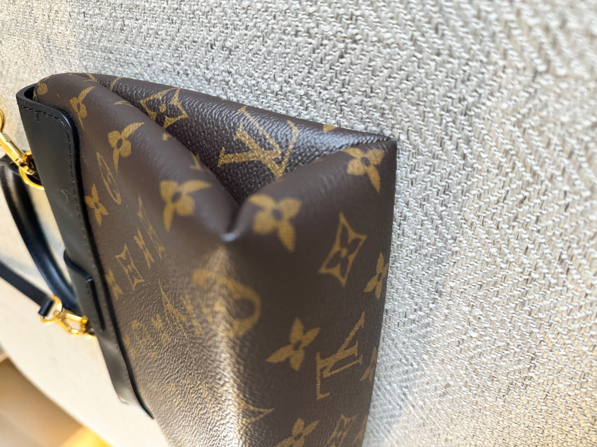 Louis Vuitton Locky BB Monogram Canvas & Black Leather Top Handle Crossbody Bag