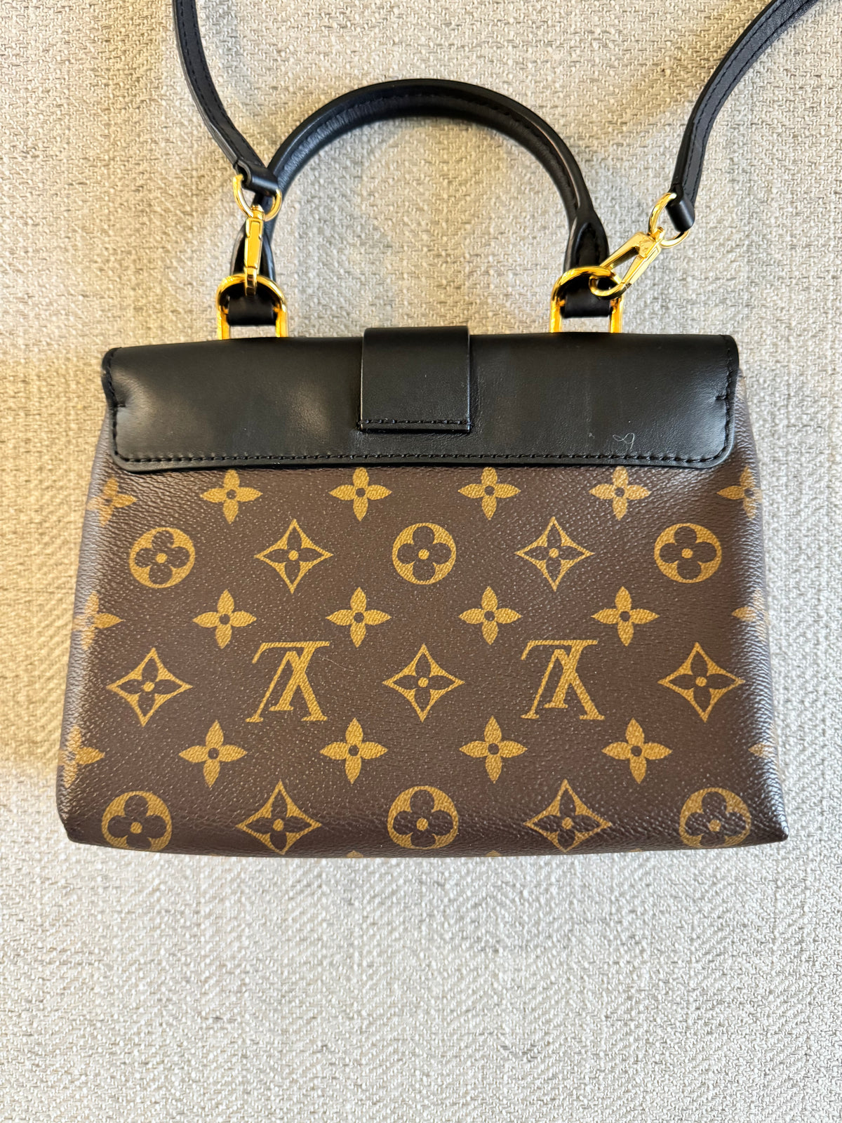 Louis Vuitton Locky BB Monogram Canvas & Black Leather Top Handle Crossbody Bag