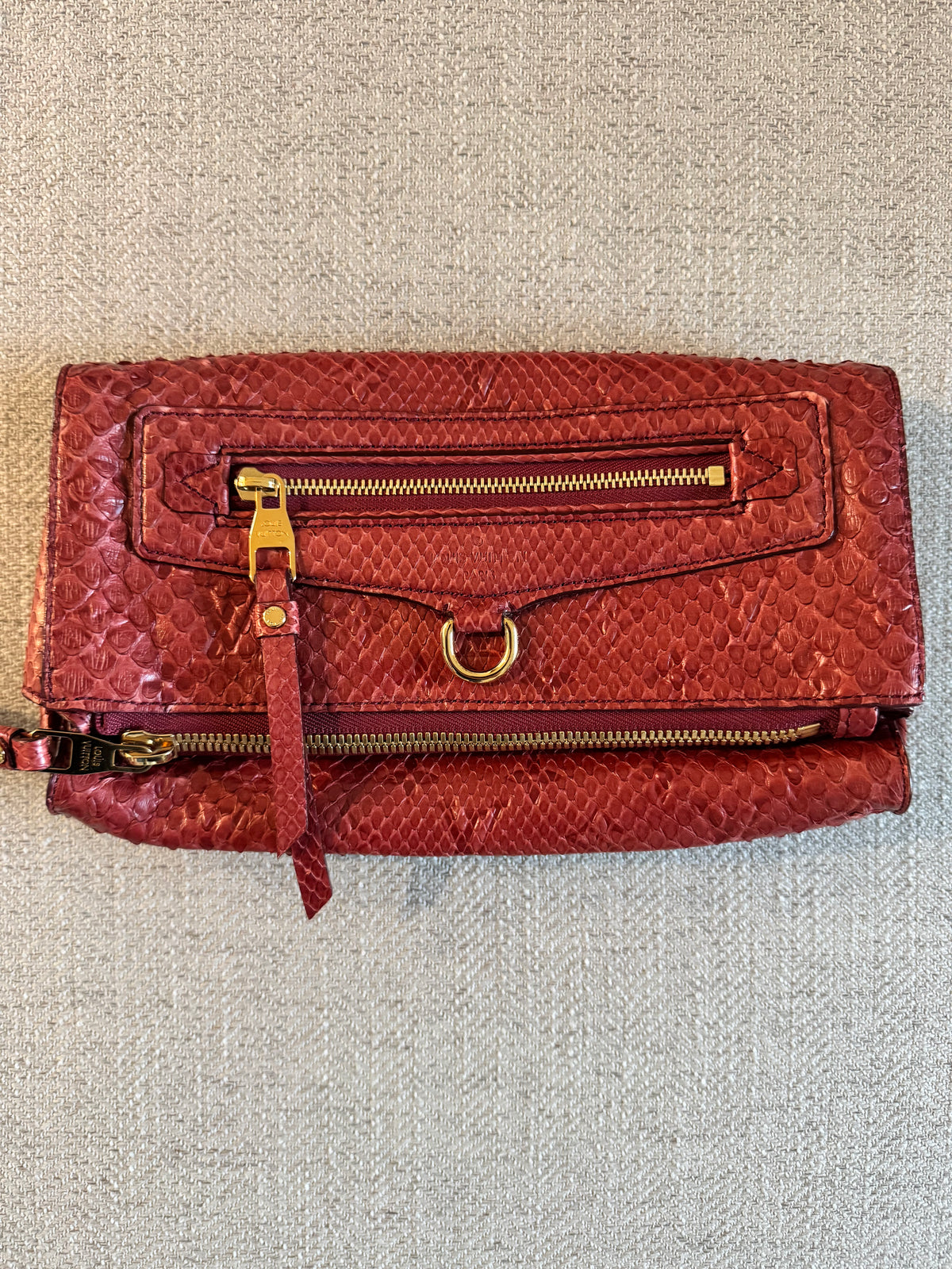 VERY RARE Louis Vuitton Pétillante Burgundy Exotic Python Clutch - Rare find Collector's Item