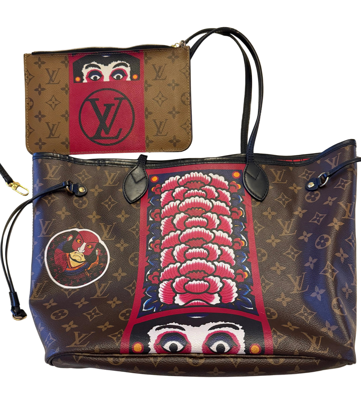 Louis Vuitton Kabuki Neverfull MM tote w/ matching Pochette