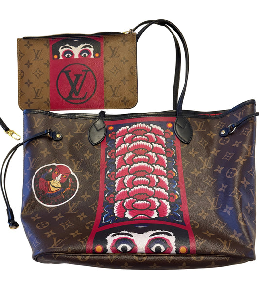 Louis Vuitton Kabuki Neverfull MM tote w/ matching Pochette