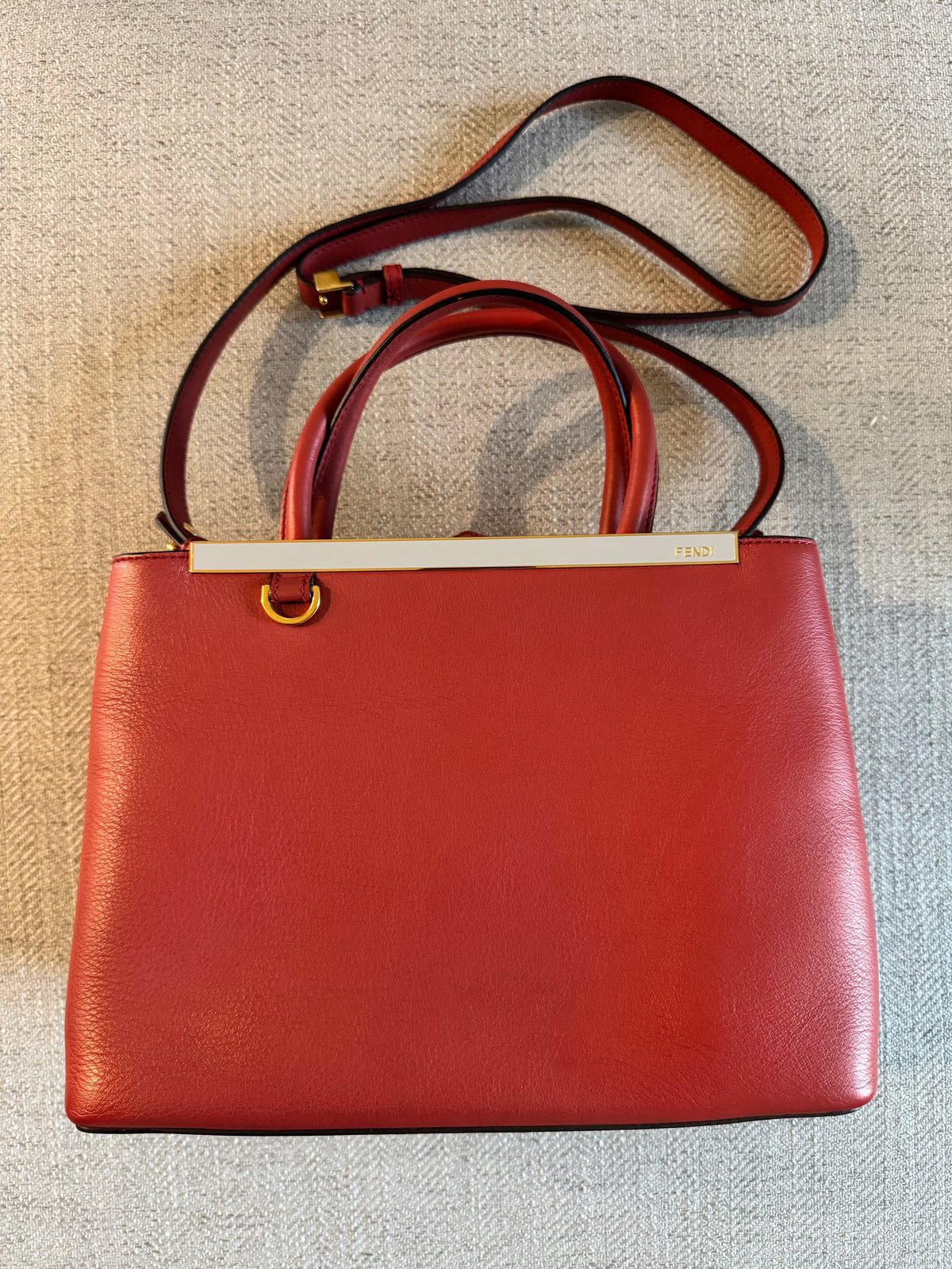Fendi 2Jours Handbag Red Leather