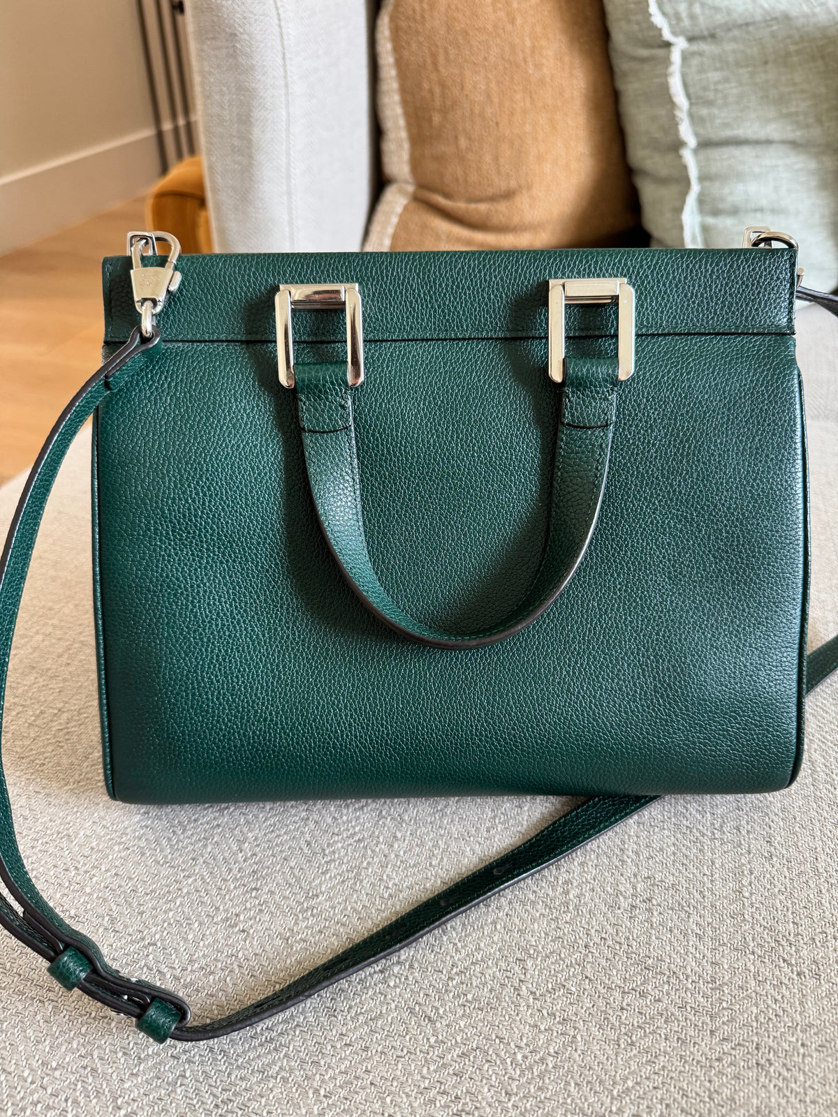 Gucci Green Zumi Small Top Handle Handbag with Crossbody Strap