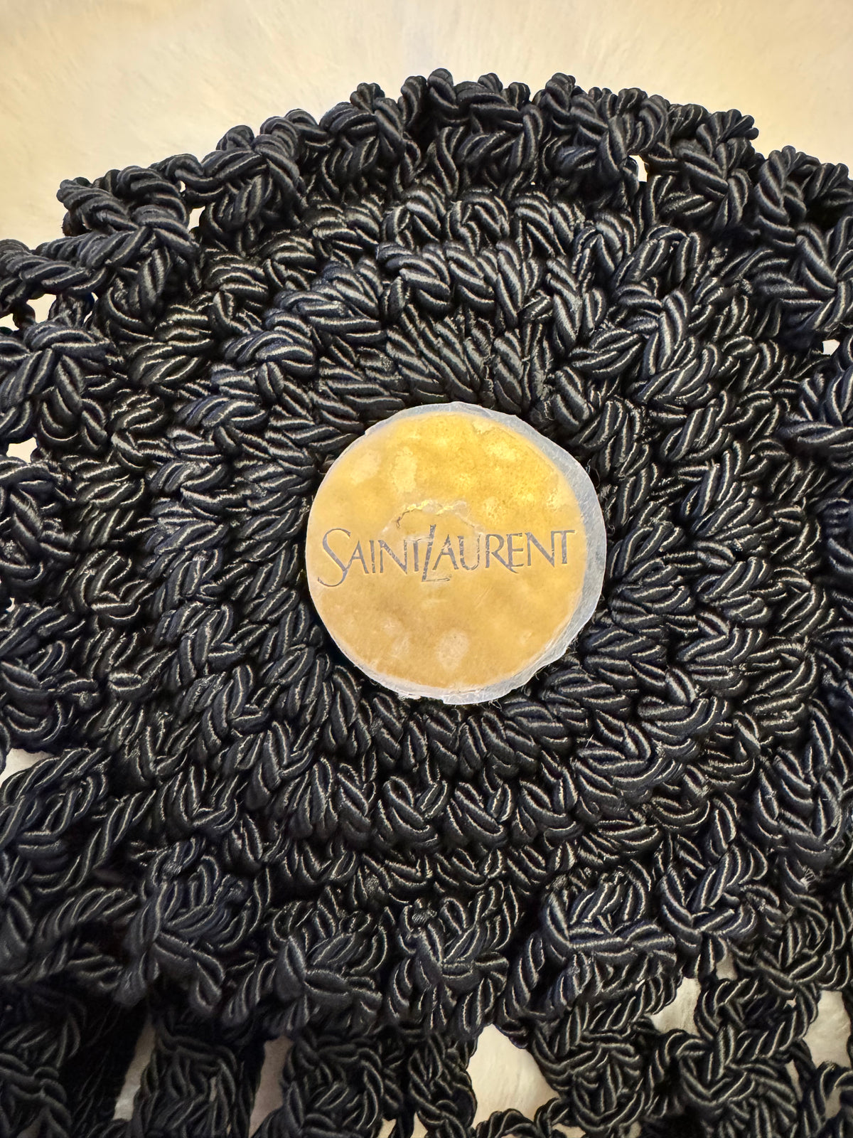 Saint Laurent Small Shopping Crochet Bag featuring gold-tone YSL logo hardware - additional view 5