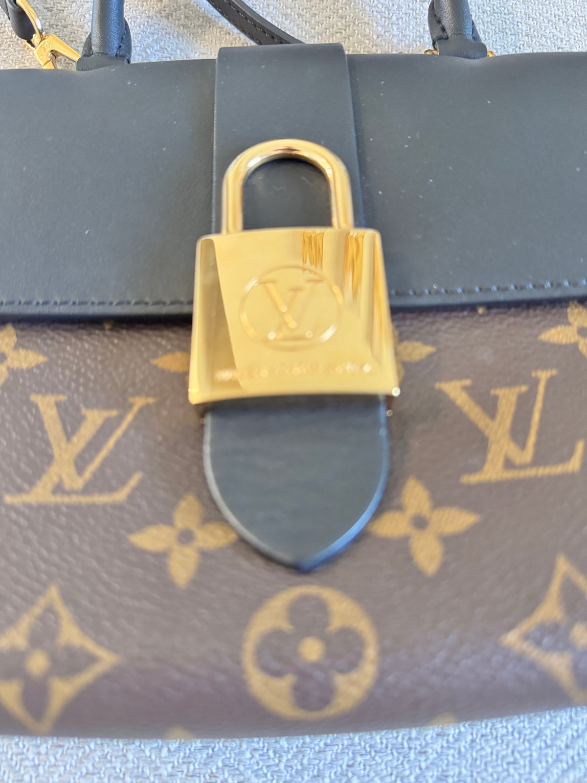 Louis Vuitton Locky BB Monogram Canvas & Black Leather Top Handle Crossbody Bag
