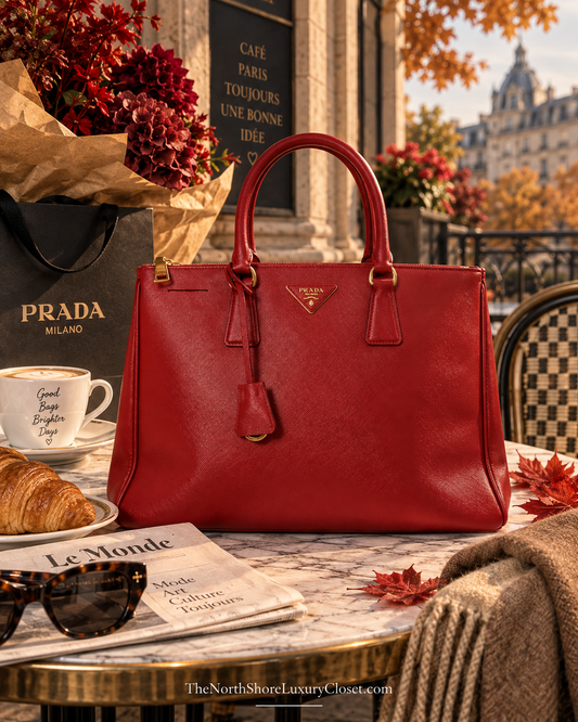 Prada Saffiano Lux Medium Tote Bag – Red