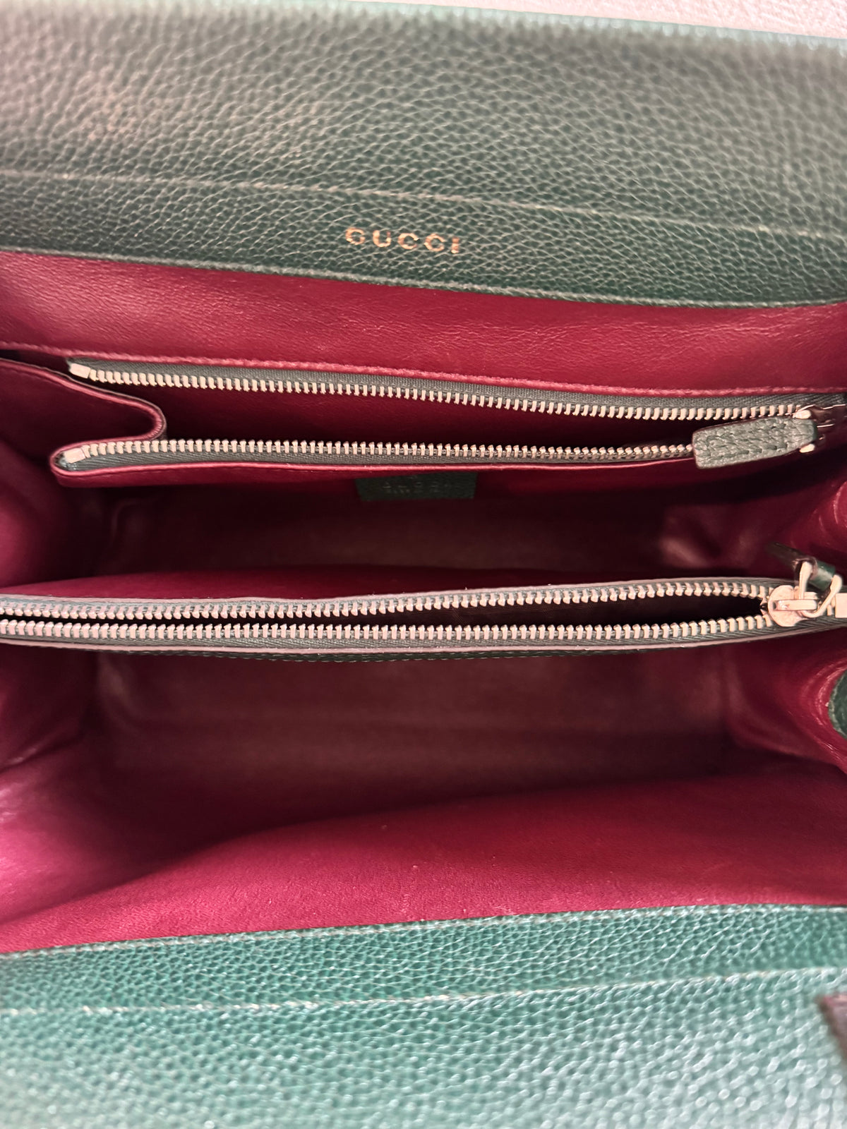 Gucci Green Zumi Small Top Handle Handbag with Crossbody Strap