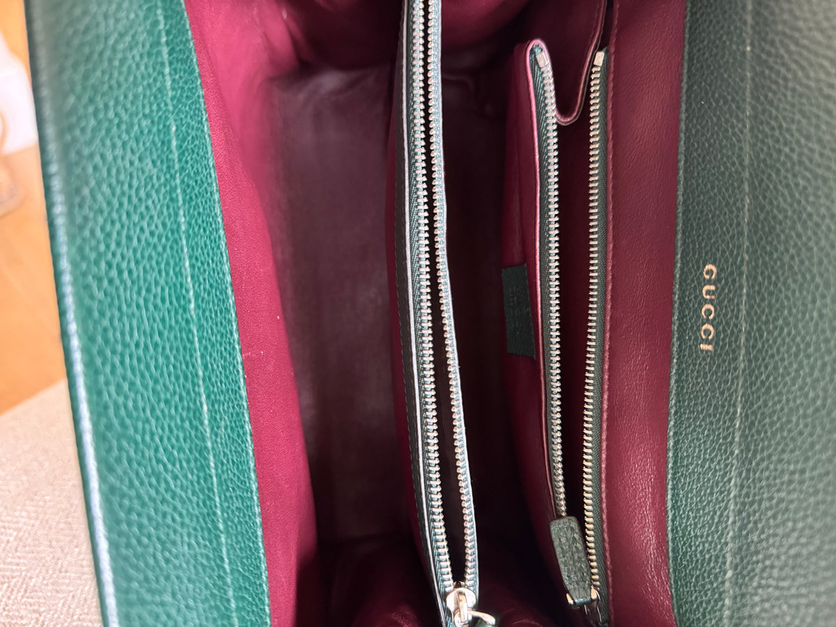 Gucci Green Zumi Small Top Handle Handbag with Crossbody Strap