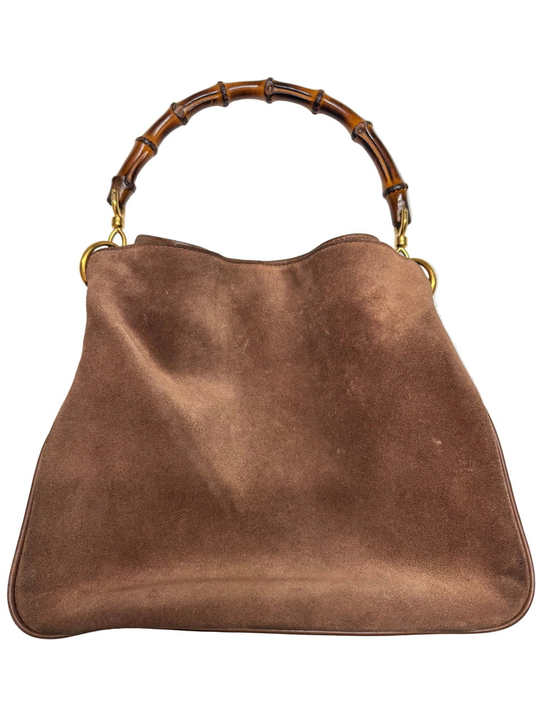 Vintage Gucci Bamboo Suede Hobo Bag