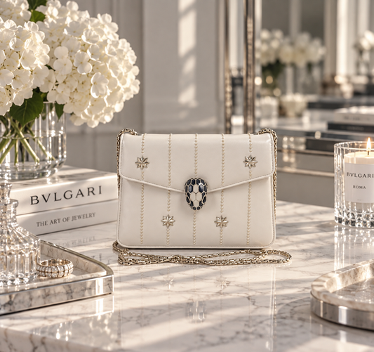 Bvlgari Serpenti Forever Stars Embellished Shoulder Bag – Ivory