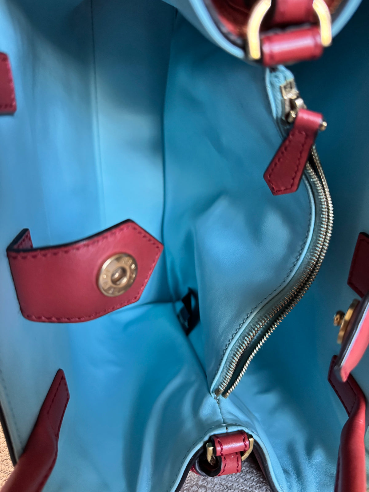 Fendi 2Jours Handbag Red Leather