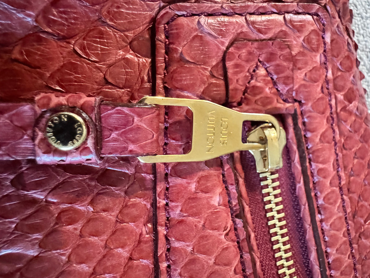 VERY RARE Louis Vuitton Pétillante Burgundy Exotic Python Clutch - Rare find Collector's Item