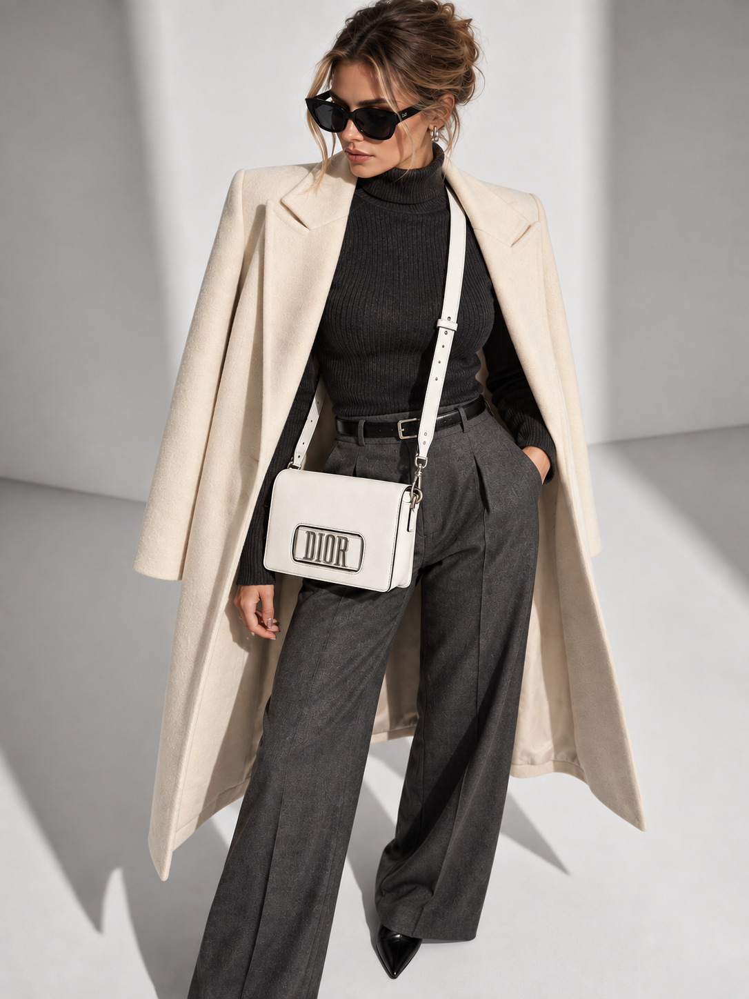Christian Dior  Medium Dio(r)evolution Shoulder Bag Crossbody in White Leather