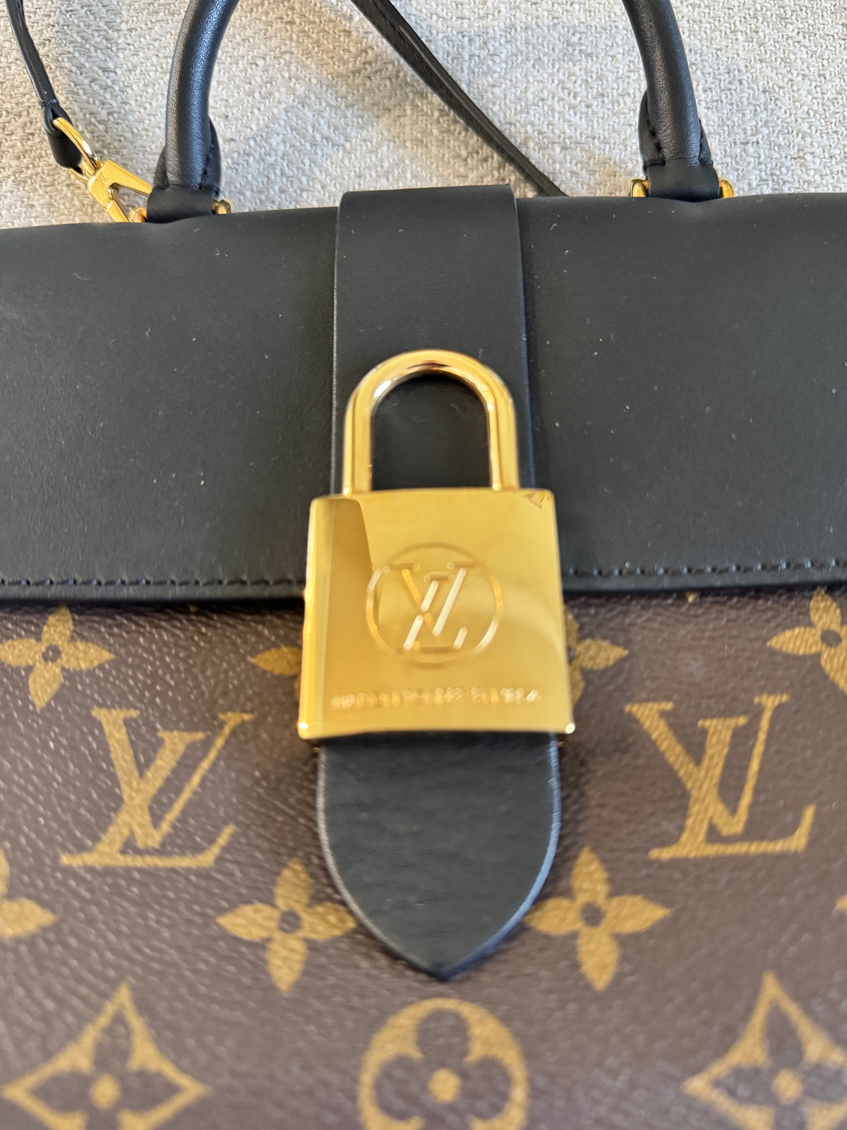 Louis Vuitton Locky BB Monogram Canvas & Black Leather Top Handle Crossbody Bag