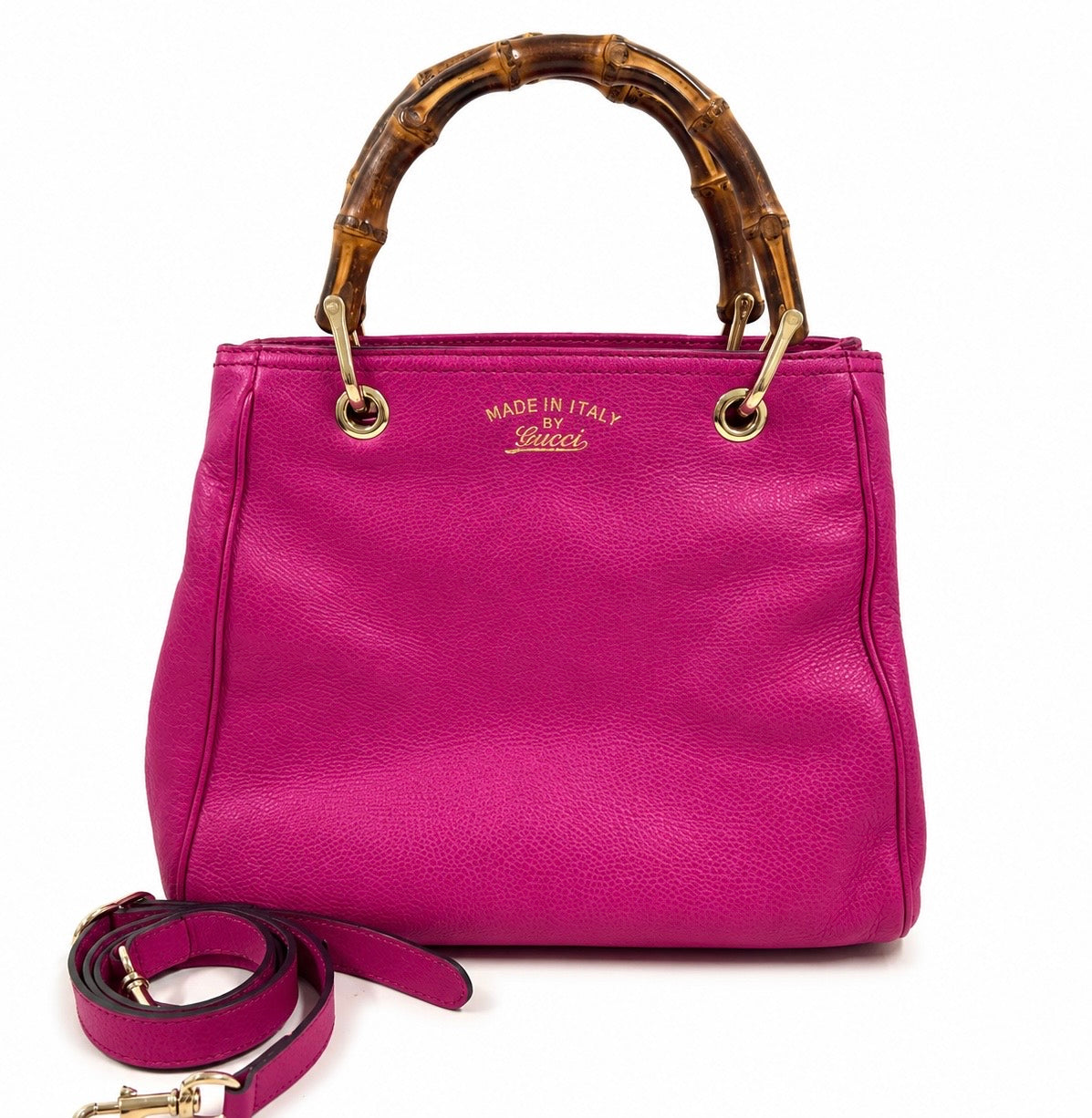 Vintage Gucci Small Calfskin Bamboo Shopper Satchel
