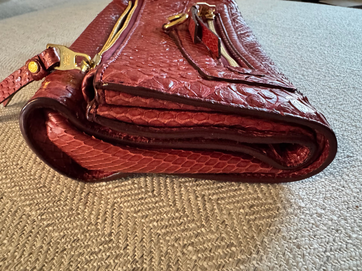 VERY RARE Louis Vuitton Pétillante Burgundy Exotic Python Clutch - Rare find Collector's Item