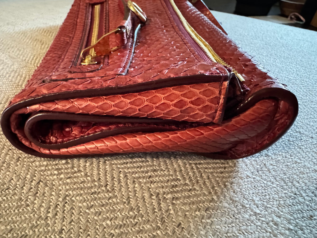 VERY RARE Louis Vuitton Pétillante Burgundy Exotic Python Clutch - Rare find Collector's Item