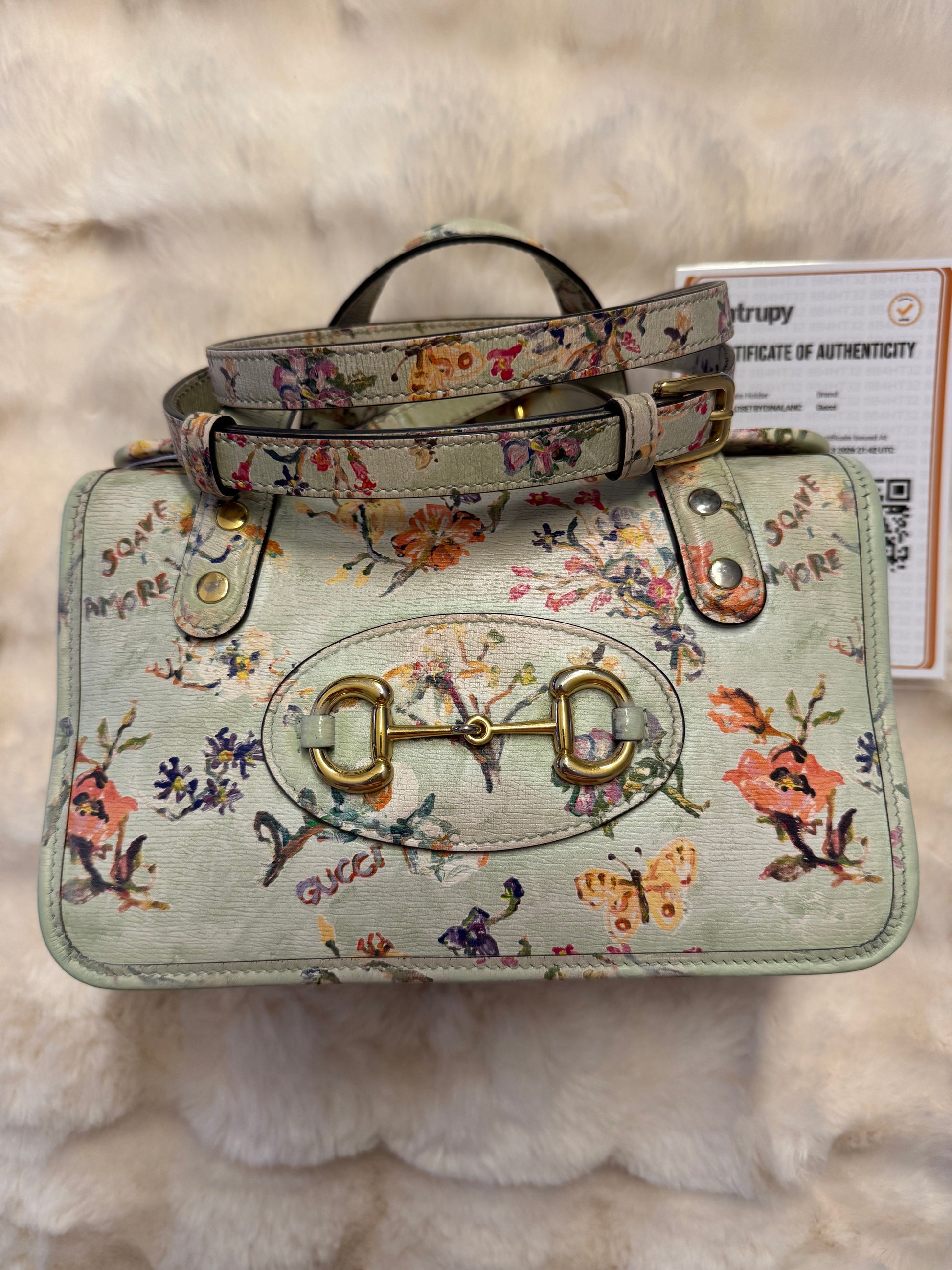 Gucci Horsebit 1955 Floral leather handbag - additional view 7
