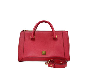 MCM Saffiano Leather Double Zip Tote Bag
