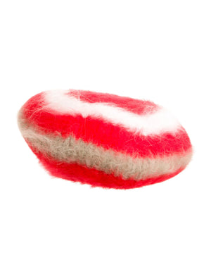 Gucci Striped Angora-Blend Beret Hat Size M