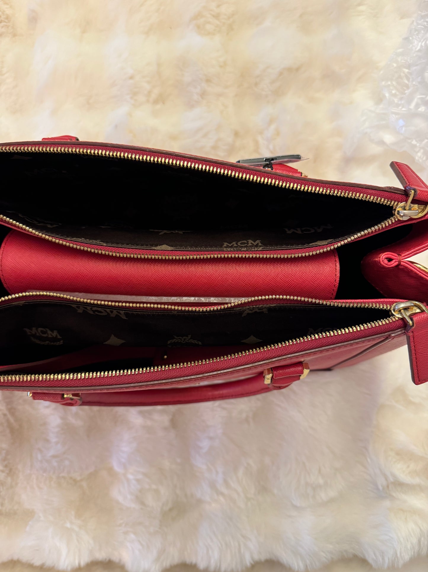 MCM Saffiano Leather Double Zip Tote Bag - additional view 6