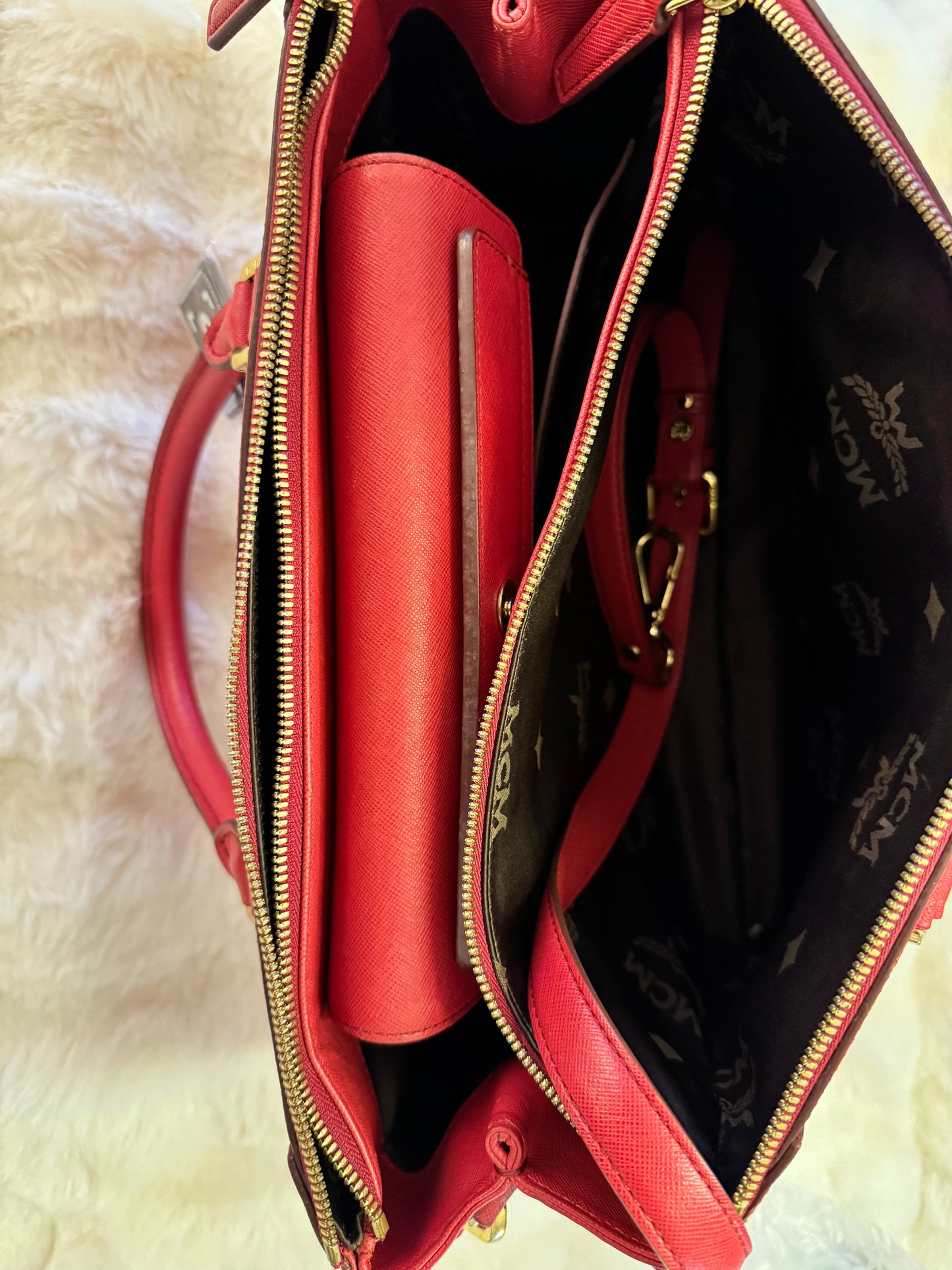 MCM Saffiano Leather Double Zip Tote Bag - additional view 7
