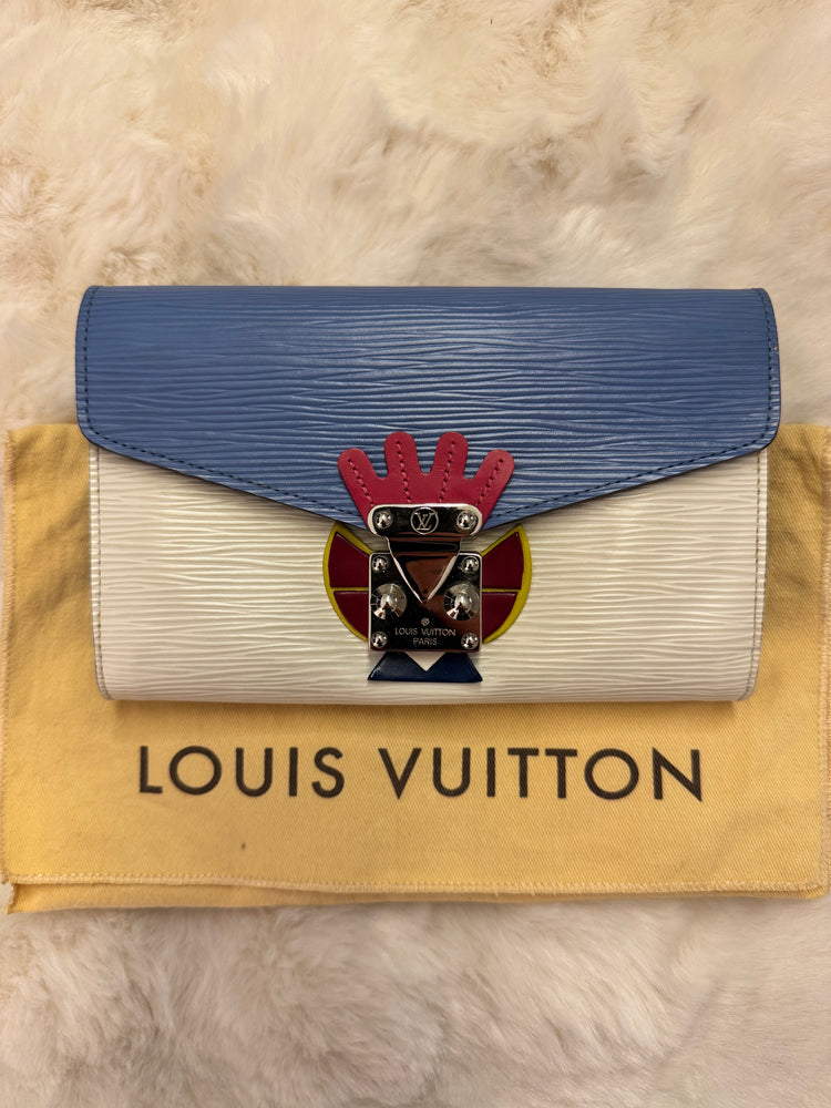 Louis Vuitton Limited Edition Blue and White Epi Tribal Mask Chain Wallet Silver Hardware, 2014 - additional view 2
