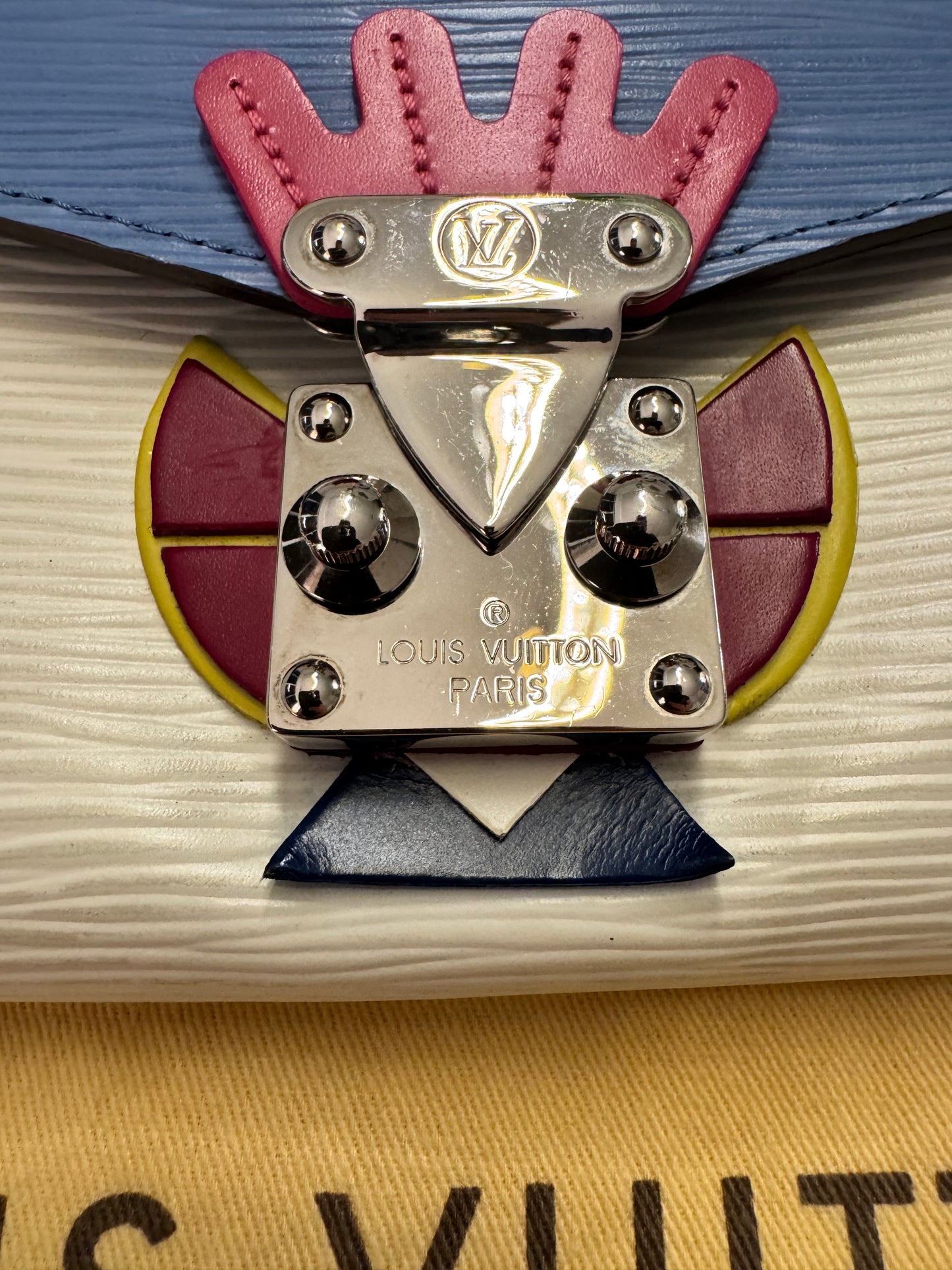 Louis Vuitton Limited Edition Blue and White Epi Tribal Mask Chain Wallet Silver Hardware, 2014 - additional view 4