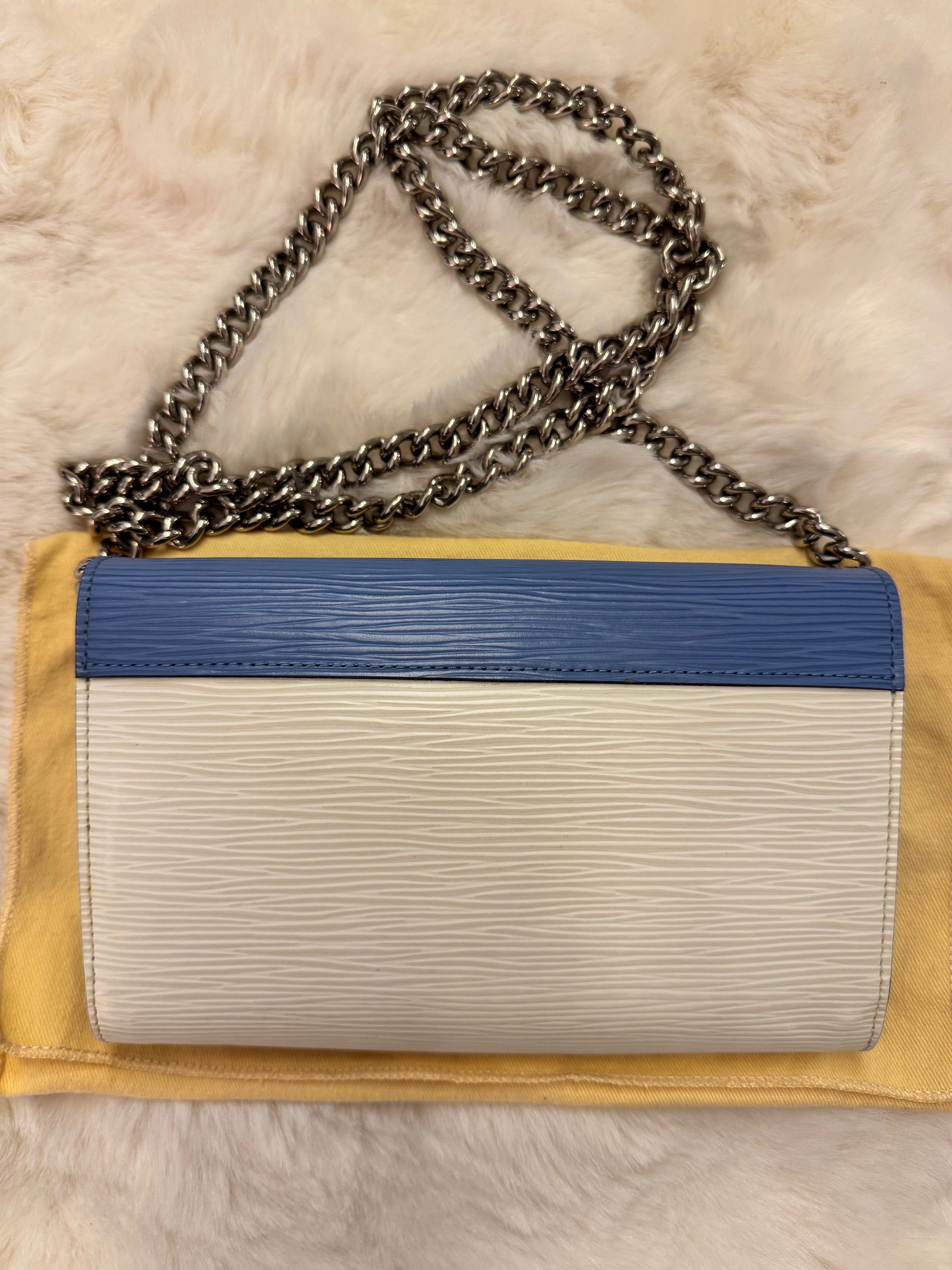 Louis Vuitton Limited Edition Blue and White Epi Tribal Mask Chain Wallet Silver Hardware, 2014 - additional view 3
