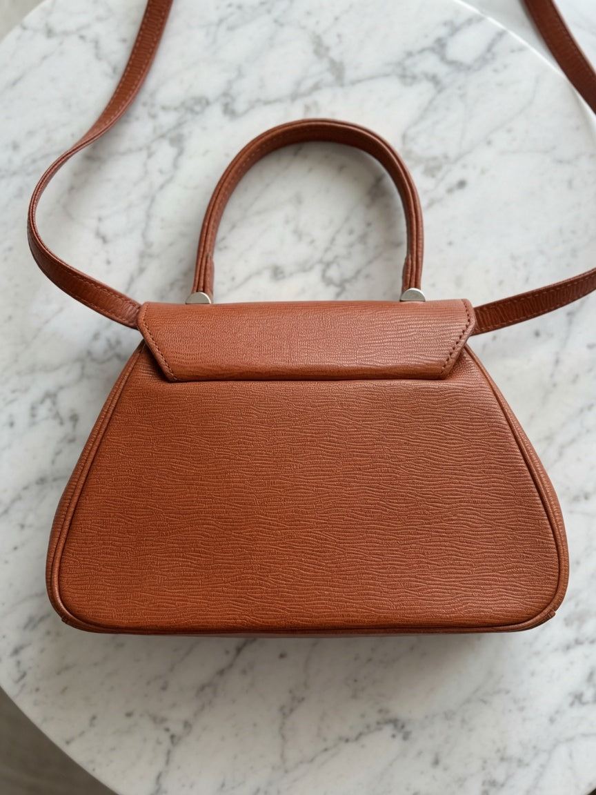 Vintage Gianni Versace 1990s Cognac Tan Top-Handle Leather Satchel Crossbody Bag - additional view 2