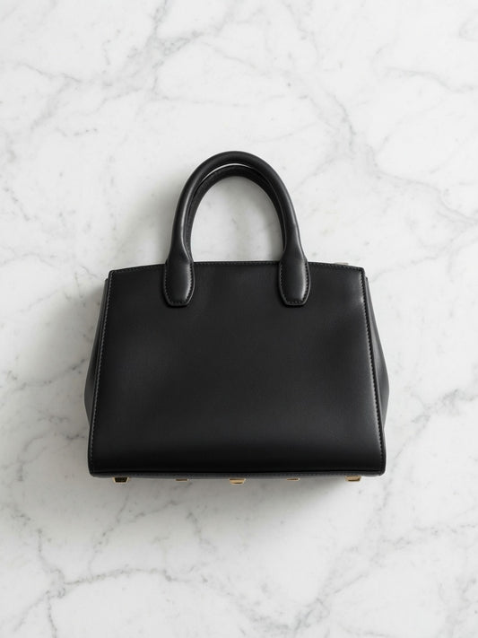 Ferragamo Studio Box Black Mini Leather Top-Handle Bag - additional view 2