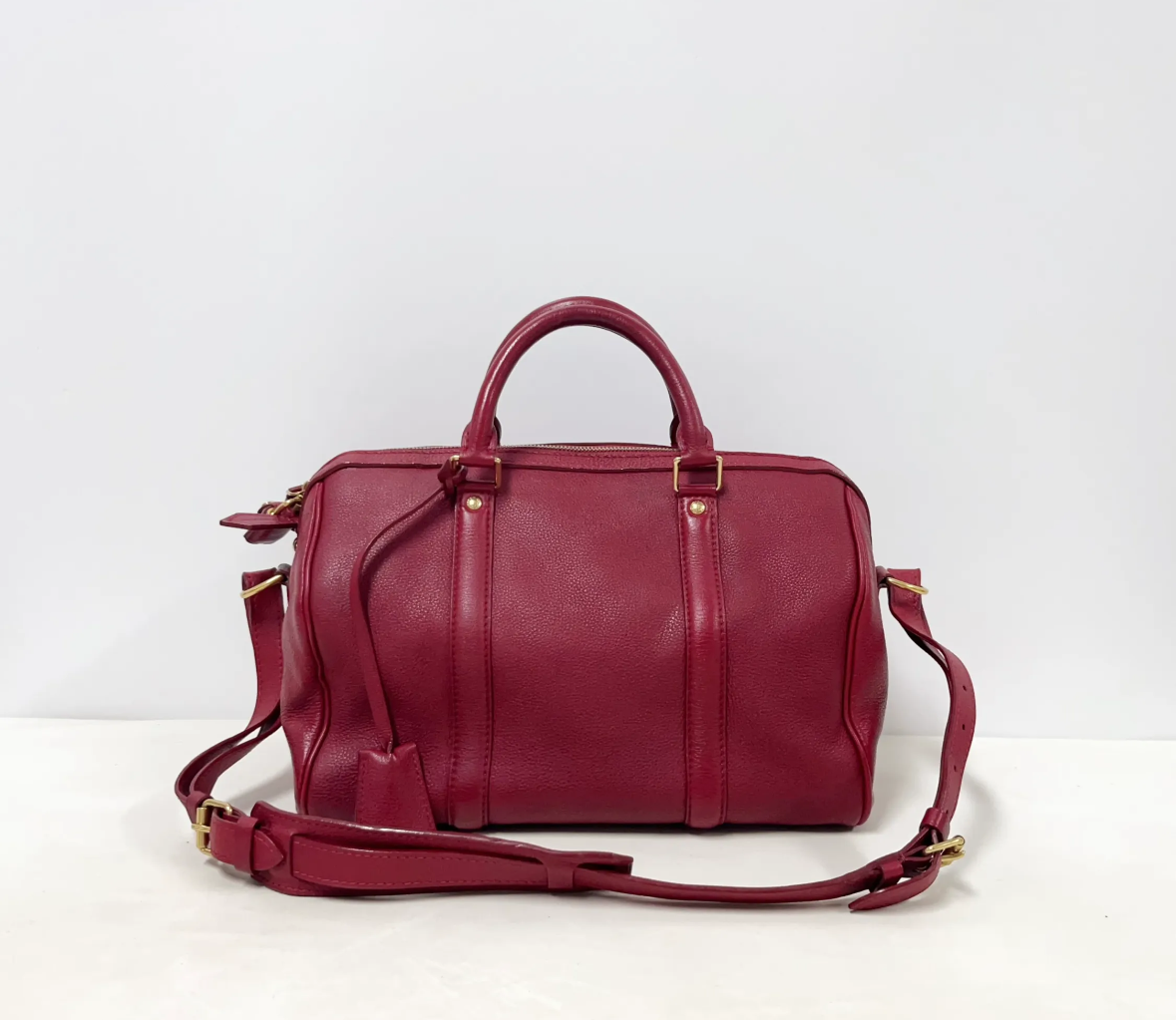 Louis Vuitton Sofia Coppola PM Boston Bag Burgundy Red Leather Collector's Item