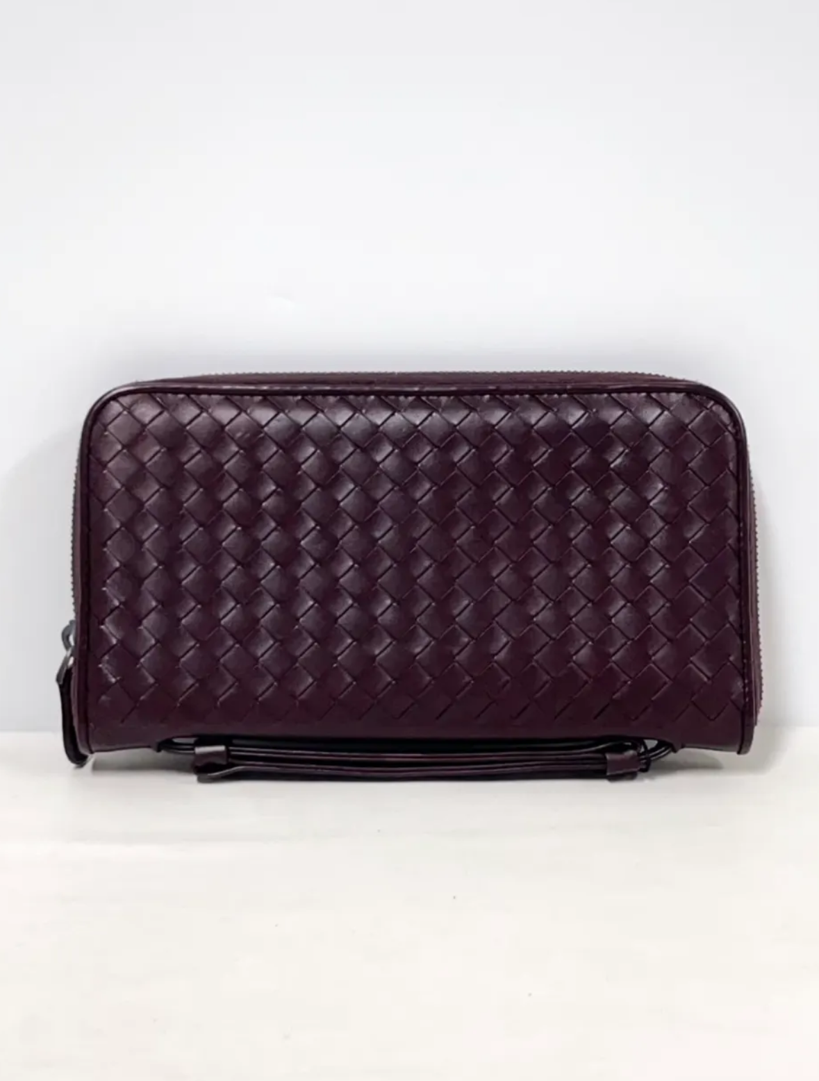 Bottega Veneta Nappa Intrecciato Convertible 2-Way Top Handle Shoulder Bag Clutch – Burgundy