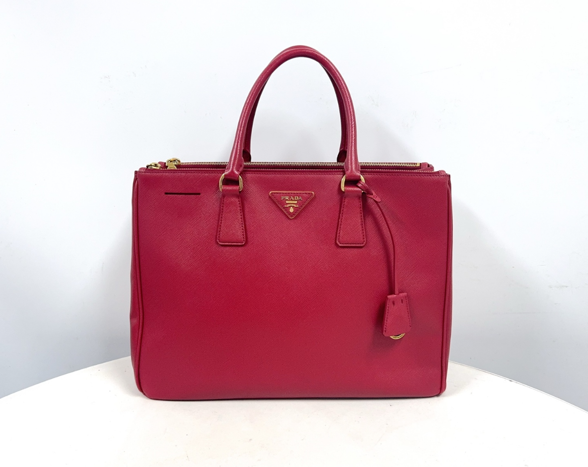 Prada Saffiano Leather Galleria Double Zip Tote - Red