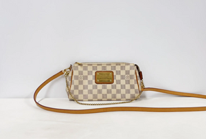 Louis Vuitton Damier Azur Eva Clutch / Convertible 2-Way Shoulder Bag- Excellent Condition Clean Vachetta