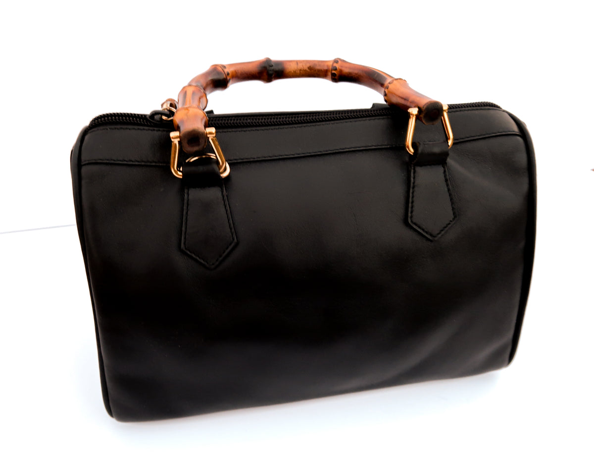 Gucci Vintage Bamboo Leather Boston Bag – Black - additional view 4