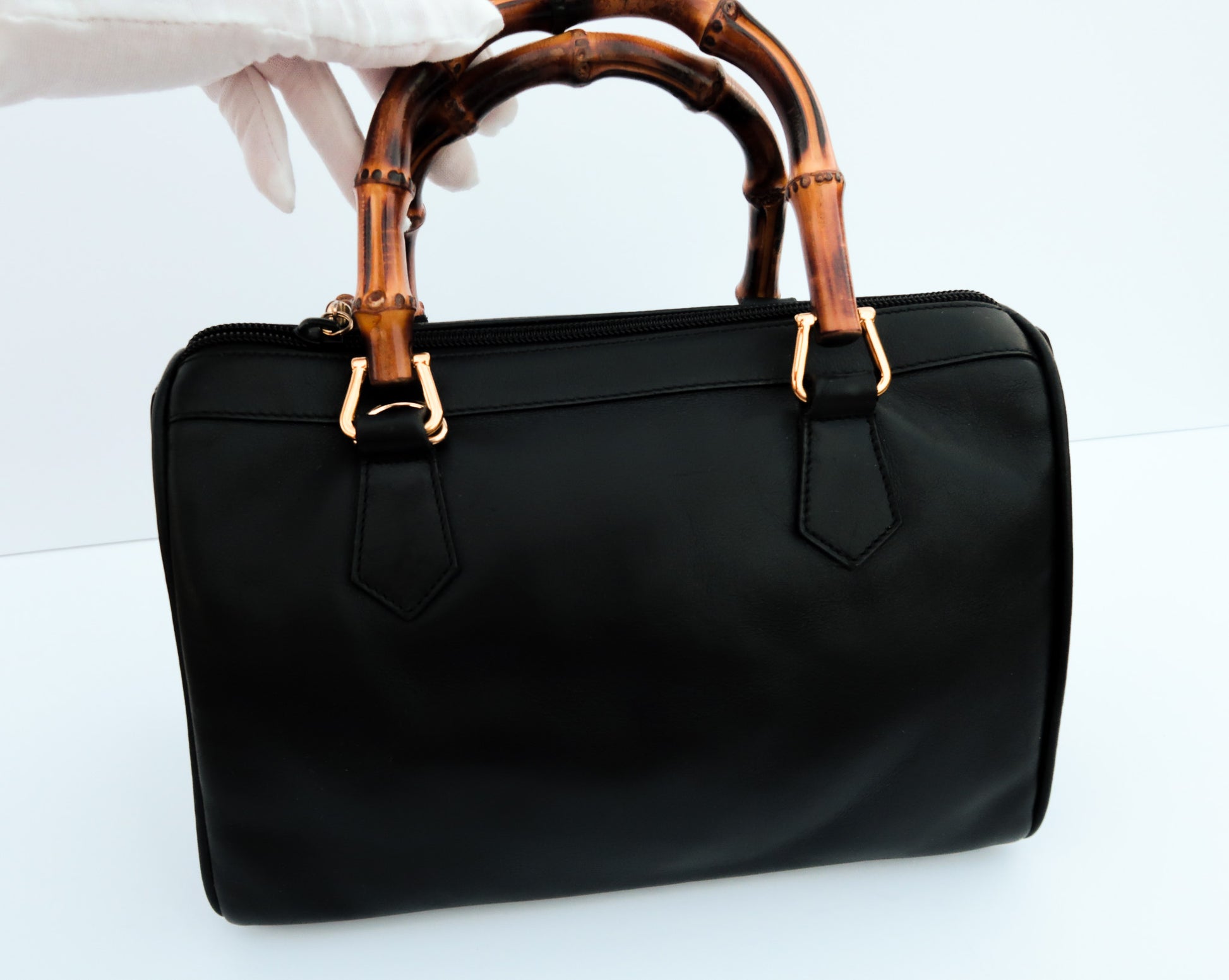 Gucci Vintage Bamboo Leather Boston Bag – Black - additional view 2