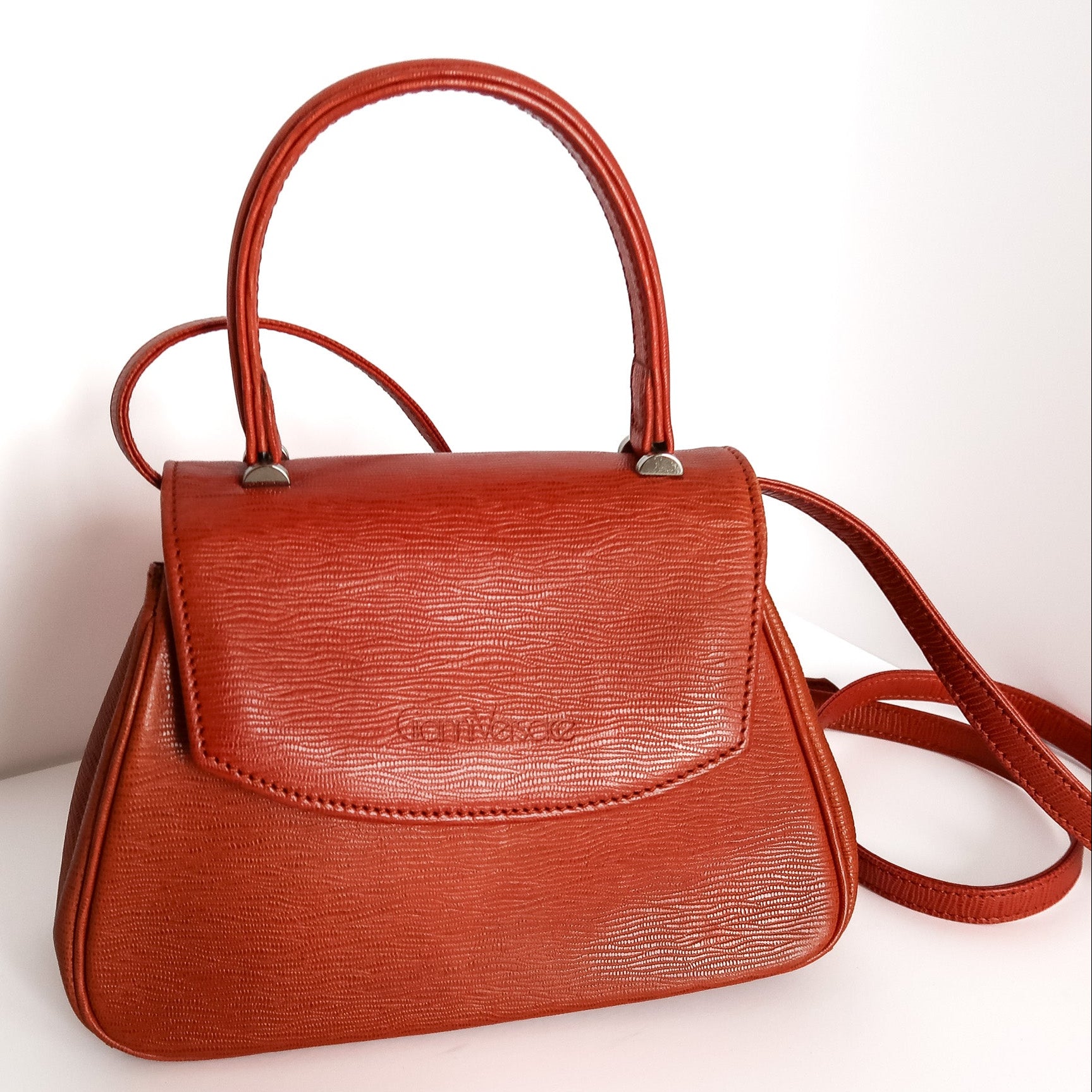 Vintage Gianni Versace 1990s Cognac Tan Top-Handle Leather Satchel Crossbody Bag - additional view 3