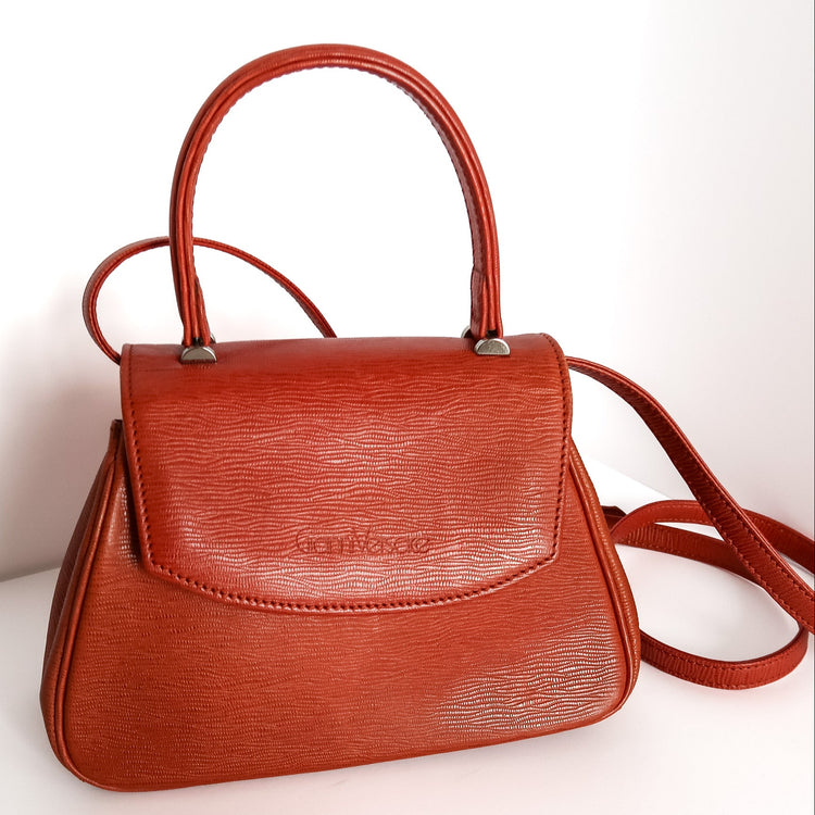 Vintage Gianni Versace 1990s Cognac Tan Top-Handle Leather Satchel Crossbody Bag - additional view 3