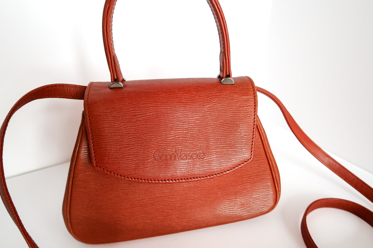 Vintage Gianni Versace 1990s Cognac Tan Top-Handle Leather Satchel Crossbody Bag - additional view 12